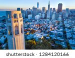 Coit Tower and San Francisco City Skyline