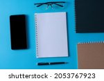 top view of blank open notebook ... | Shutterstock . vector #2053767923