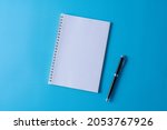top view of blank open notebook ... | Shutterstock . vector #2053767926