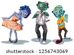 set of zombie character... | Shutterstock .eps vector #1256743069