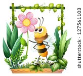 illustration of a bee holding a ... | Shutterstock . vector #127561103
