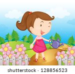 illustration of a smiling girl... | Shutterstock . vector #128856523