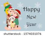 happy family awaiting new year... | Shutterstock . vector #1574031076