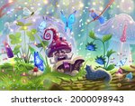 mushroom in magic forest with... | Shutterstock .eps vector #2000098943