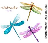 Watercolor Dragonfly Set....