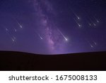 Beautiful meteor shower, photographed in a desert in China in 2019