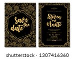 black gold pattern wedding... | Shutterstock .eps vector #1307416360