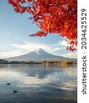 Small photo of Mount Fuji and Lake Kawaguchi in autumn, Yamanashi Prefecture, Japan