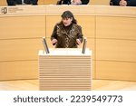Small photo of Kiel, Germany, December 16, 2022, plenary session in the Landeshaus Kiel, MP Beate Raudies during her speech to the plenum