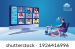 virtual event people use video... | Shutterstock .eps vector #1926416996