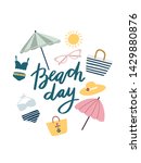 cute summer doodle. beach... | Shutterstock .eps vector #1429880876