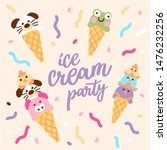 cute ice cream cone with kawai... | Shutterstock .eps vector #1476232256