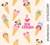 cute ice cream cone with kawai... | Shutterstock .eps vector #1476232289