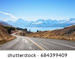 Scenic Road to Mount Cook National Park (near  Lake Pukaki) ,South Island, New Zealand.