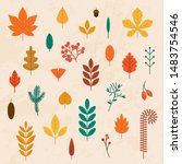 autumn leaves set. flat design... | Shutterstock .eps vector #1483754546