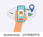hand holding mobile smart phone ... | Shutterstock .eps vector #1570083973