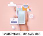 hand holding mobile smart phone ... | Shutterstock .eps vector #1845607180