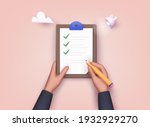 hand holding checklist on a... | Shutterstock .eps vector #1932929270