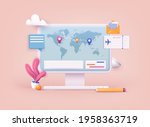 traveling on airplane  planning ... | Shutterstock .eps vector #1958363719