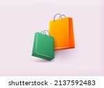 set of shopping bag realistic... | Shutterstock .eps vector #2137592483