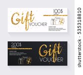 voucher template with gold gift ... | Shutterstock .eps vector #535318810