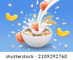 oatmeals flakes with peach... | Shutterstock . vector #2109292760