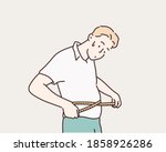 his belly is measured with a... | Shutterstock .eps vector #1858926286