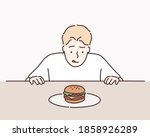 sweet tooth man on diet tempted ... | Shutterstock .eps vector #1858926289