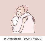 smiling woman hugging her... | Shutterstock .eps vector #1924774070