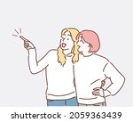 girl pointing finger showing... | Shutterstock .eps vector #2059363439