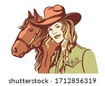 Woman With Cowboy Hat Portrait...
