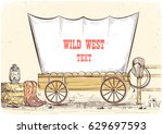 Wild West Wagon.vector Hand...