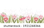 floral border with tulips. cute ... | Shutterstock .eps vector #1921268366
