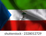 Small photo of Close-up of a Ruffled Equatorial Guinea Flag, Equatorial Guinea Fabric Flag Waving in the Wind