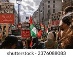 Small photo of London, UK; Oct 14, 2023: Thousands of pro-Palestinian demonstrators took to the streets of central London on Saturday, demanding an immediate halt to Israel's military operations in the Gaza Strip. T