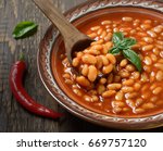 Beans In Tomato In A Dish On A...