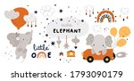 little elephant is flying with... | Shutterstock .eps vector #1793090179