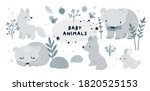 baby animals and forest plants... | Shutterstock .eps vector #1820525153