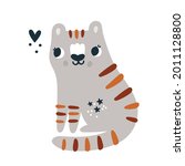 cute cartoon tiger with flowers.... | Shutterstock .eps vector #2011128800