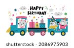 baby happy birthday train with... | Shutterstock .eps vector #2086975903