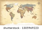 textured vintage world map .... | Shutterstock .eps vector #1305969223