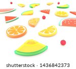 3d summer fruits  watermelon ... | Shutterstock . vector #1436842373