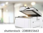 Copier or photocopier or photocopy machine office equipment workplace for scanner or scanning document or printer for printing paperwork hard copy paper duplicate copy or service maintenance repair.