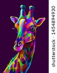 Giraffe. Abstract  Colorful...