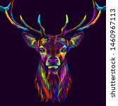  Deer. Abstract  Neon  Multi...