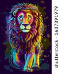 Lion. Artistic  Neon Color ...