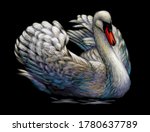 the swan is swimming. hand... | Shutterstock .eps vector #1780637789