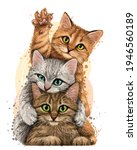 cats. wall sticker. color ... | Shutterstock .eps vector #1946560189
