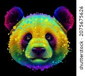 panda. abstract  neon portrait... | Shutterstock .eps vector #2075675626