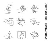 hand washing line icons set ... | Shutterstock .eps vector #1811057380